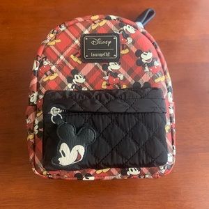 Loungefly Mickey Mouse Red Plaid Mini Backpack